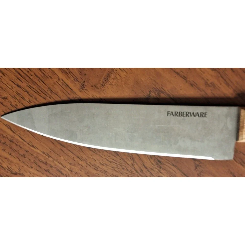 Vintage FARBERWARE Stainless Chef Knife Wood Handle 8